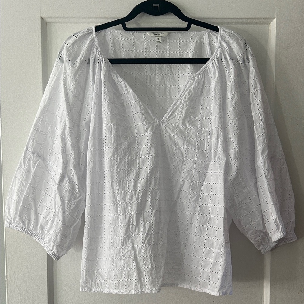 Banana Republic Factory White Eyelet Blouse
